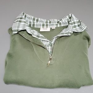 Green long sleeve with plaid shirt attached